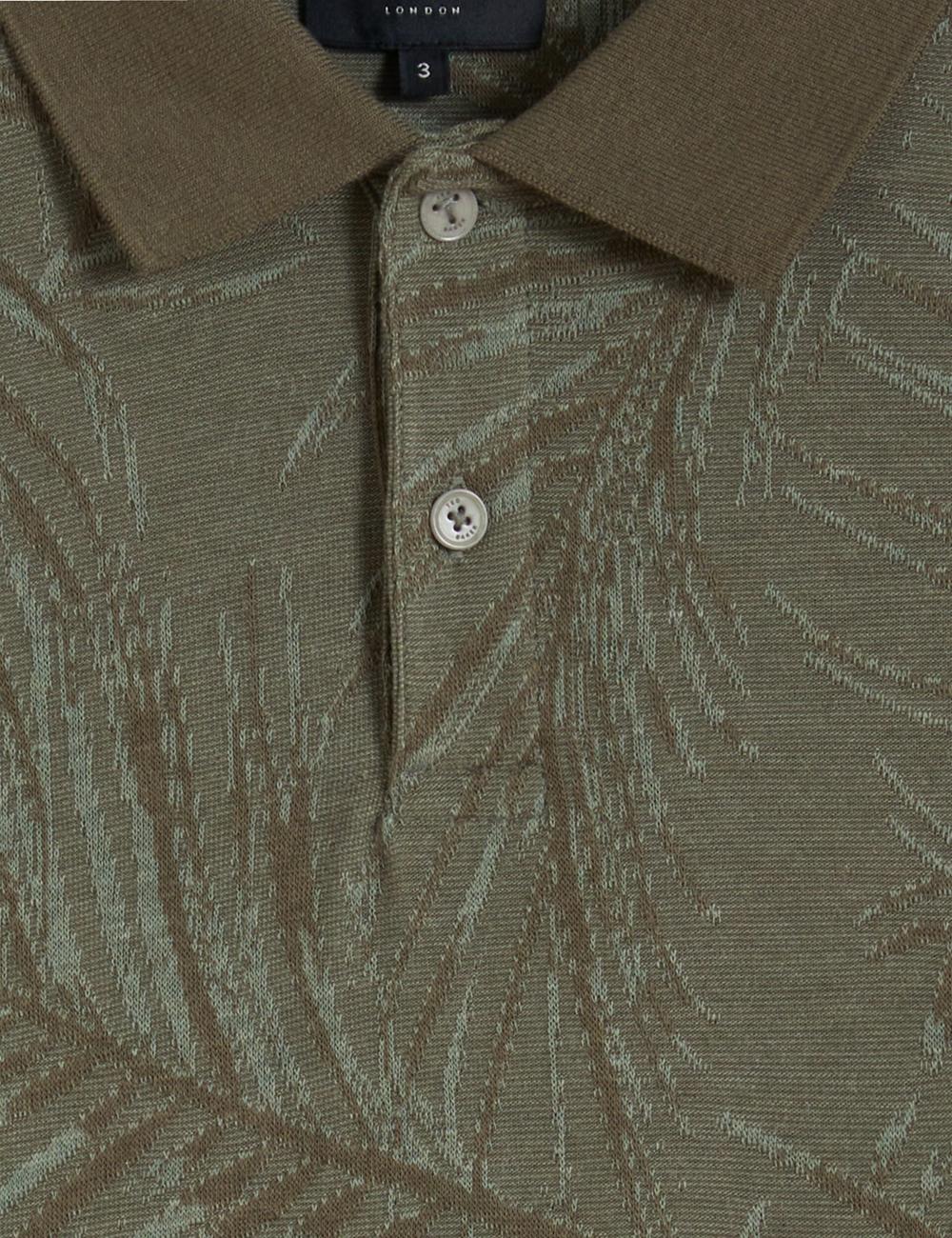 Khaki Men Ted Baker EDWINE - Leaf Print Short Sleeve Polos Shirts | NZ  YKAM-15374