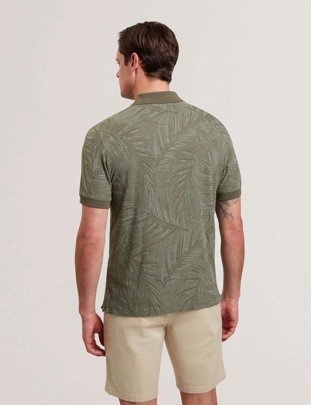 Khaki Men Ted Baker EDWINE - Leaf Print Short Sleeve Polos Shirts | NZ  YKAM-15374