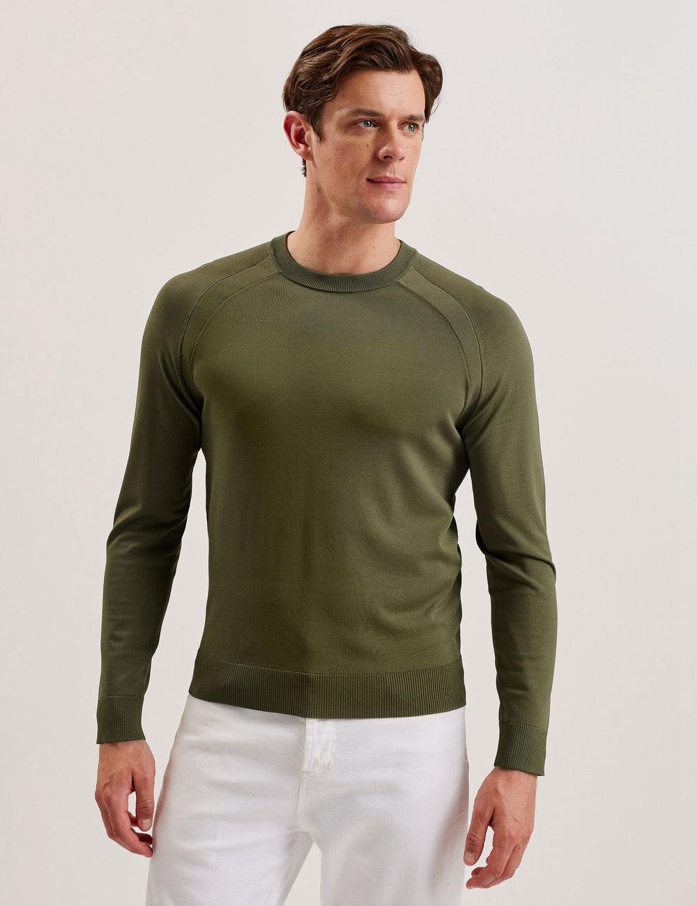 Khaki Men Ted Baker MAYWO - Saddle Shoulder Crew Neck Jumpers | NZ  WDNK-85413