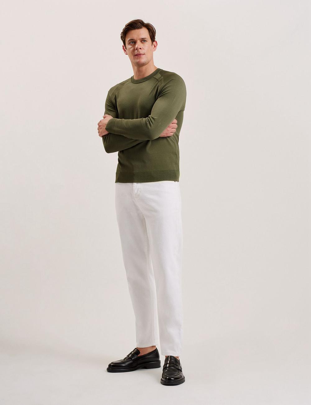 Khaki Men Ted Baker MAYWO - Saddle Shoulder Crew Neck Jumpers | NZ  WDNK-85413