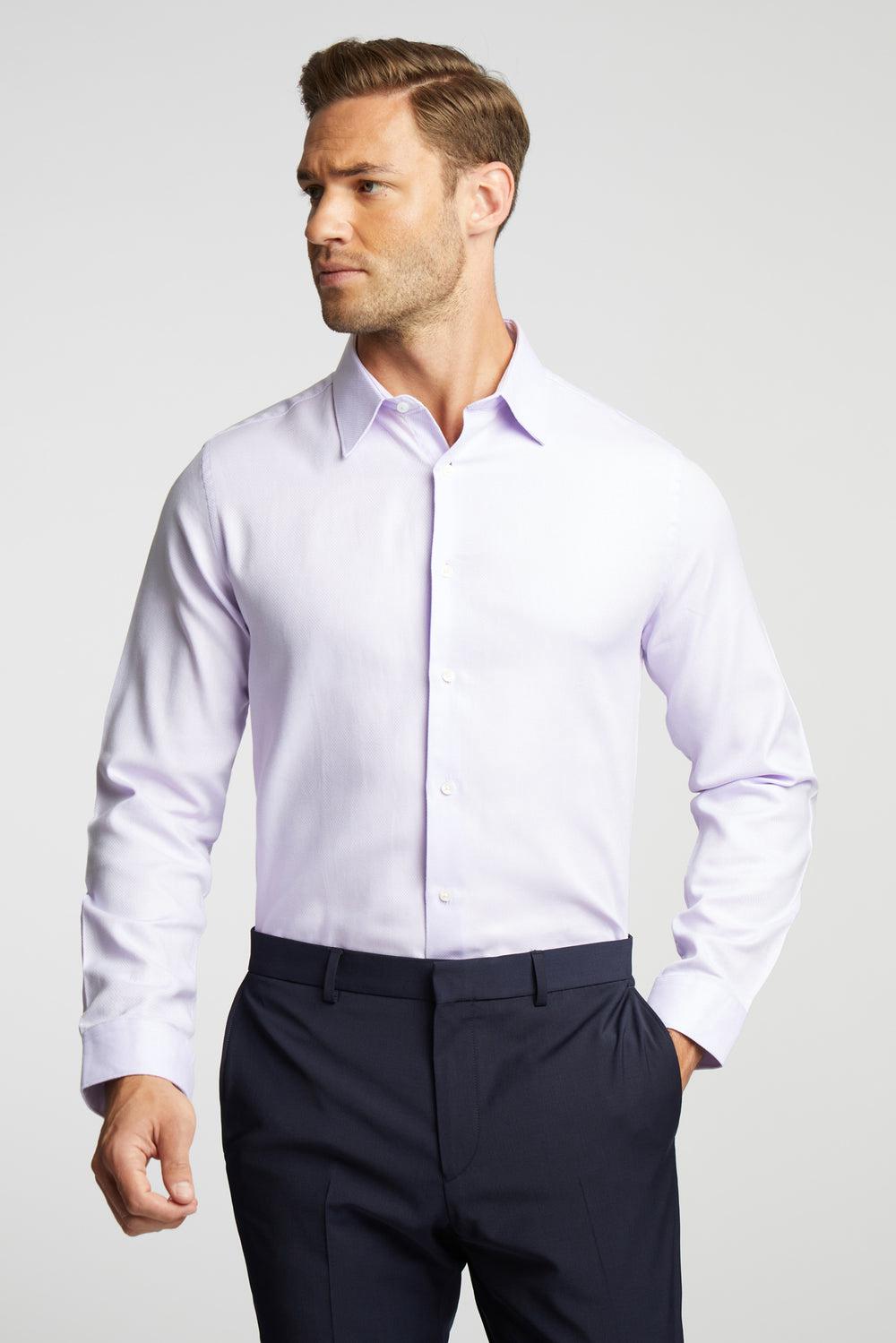 Lilac Men Ted Baker DALTON - Dobby Textured Cotton Slim Fit Formal Shirts | NZ  EMRV-69125