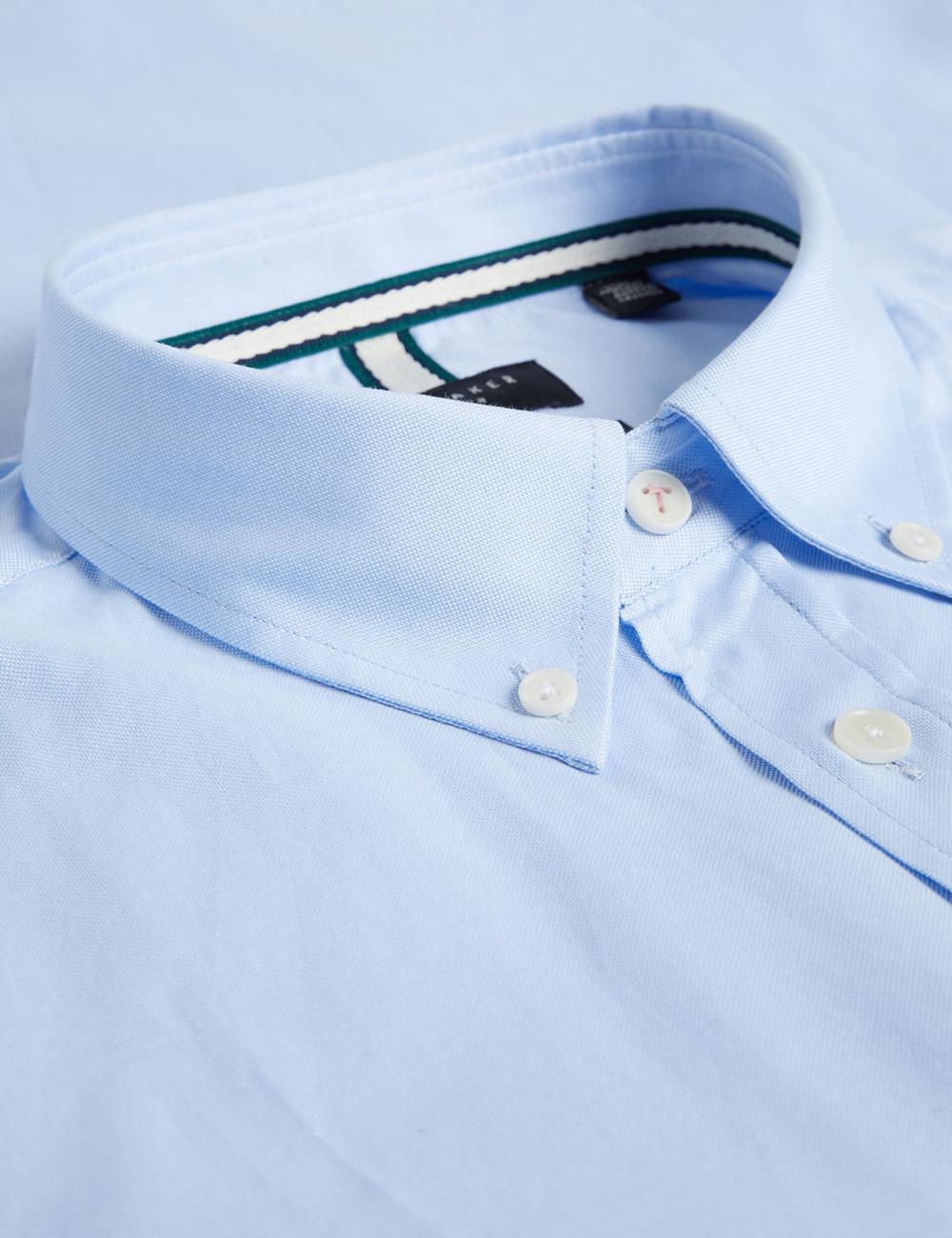 Lt-Blue Men Ted Baker ALDGTE - Short Sleeve Cotton Oxford Casual Shirts | NZ  SBPM-32457