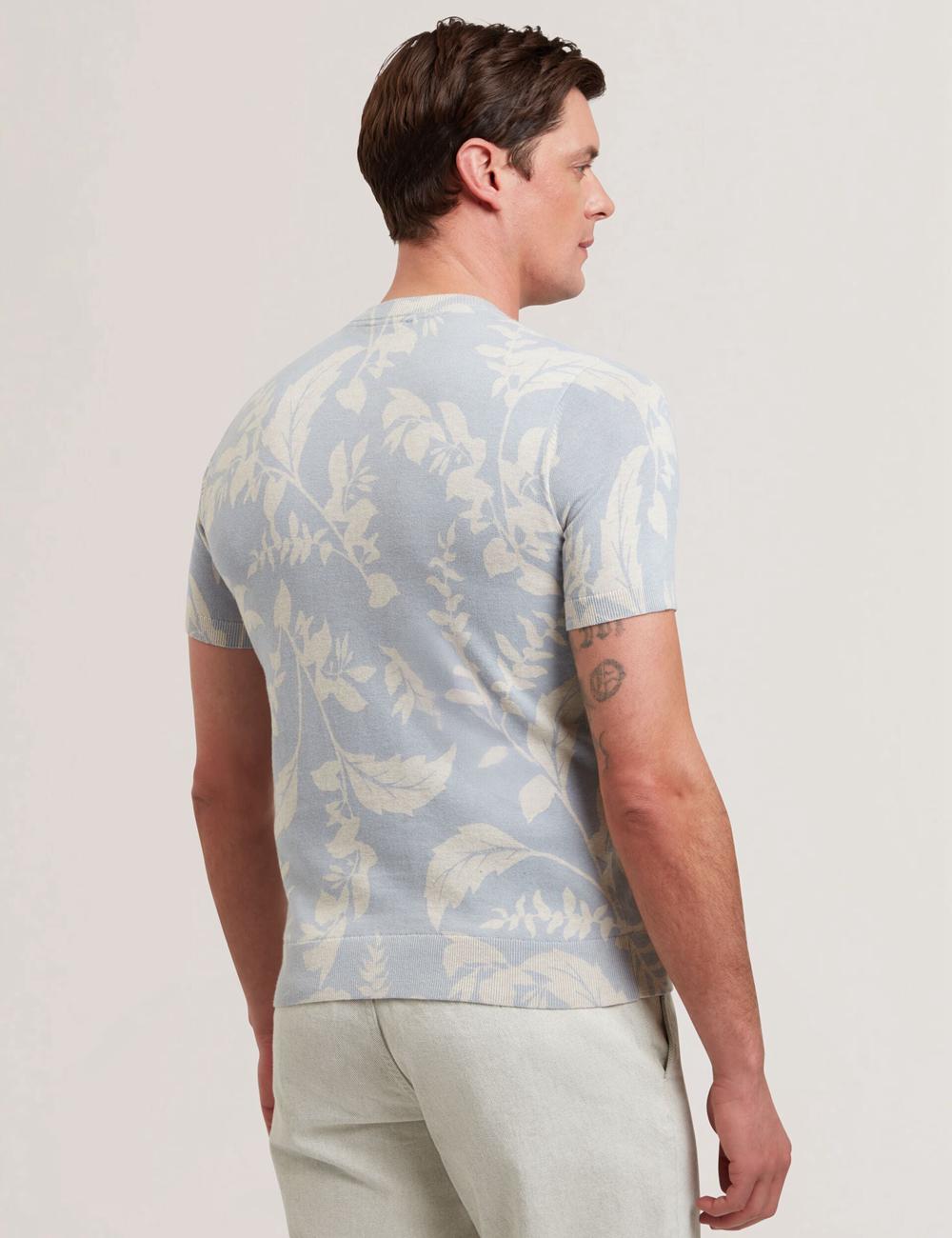 Lt-Blue Men Ted Baker DENNIO - Short Sleeve Printed Floral T-Shirts | NZ  HNGF-27891