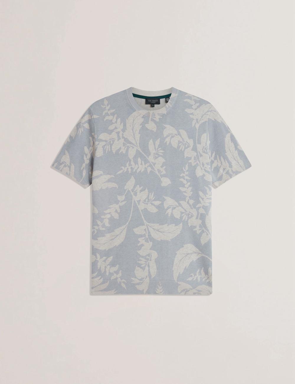 Lt-Blue Men Ted Baker DENNIO - Short Sleeve Printed Floral T-Shirts | NZ  HNGF-27891