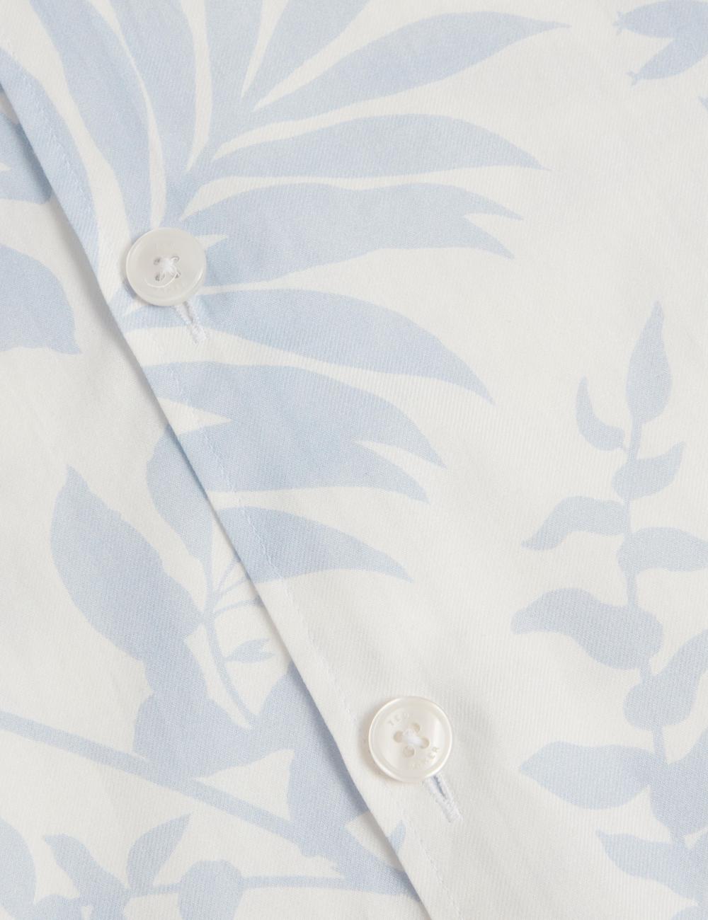 Lt-Blue Men Ted Baker KITS - Short Sleeve Relaxed Floral Print Casual Shirts | NZ  VHSZ-49082