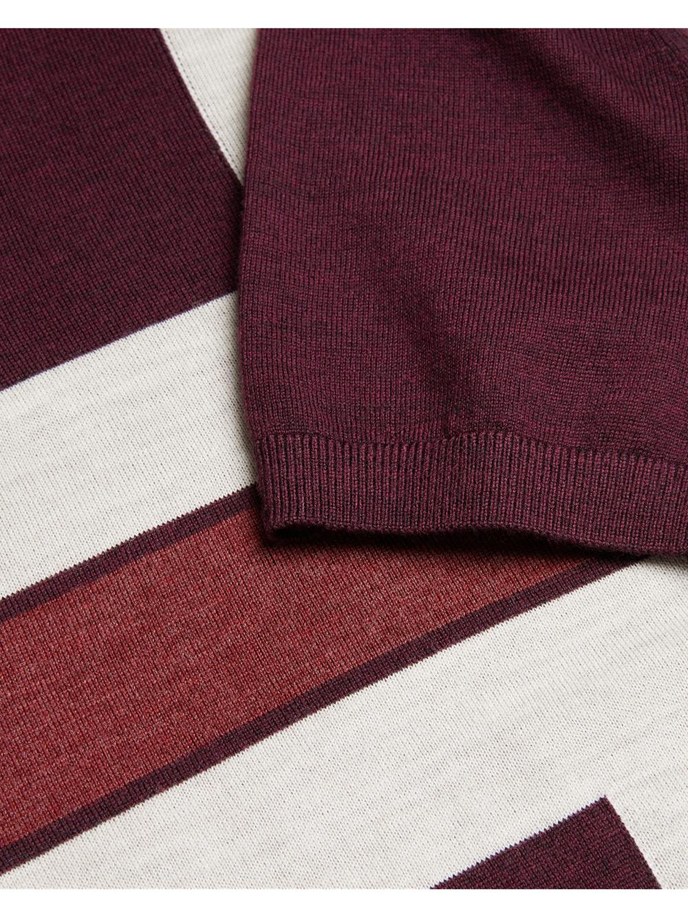 Maroon Men Ted Baker AMBLER - Colour Block Zip Neck Wool Polos Shirts | NZ  IZOD-26983