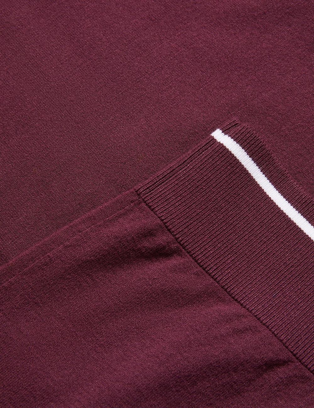 Maroon Men Ted Baker DUNOW - Pointelle Detail Striped Trim Polos Shirts | NZ  NEIU-85730