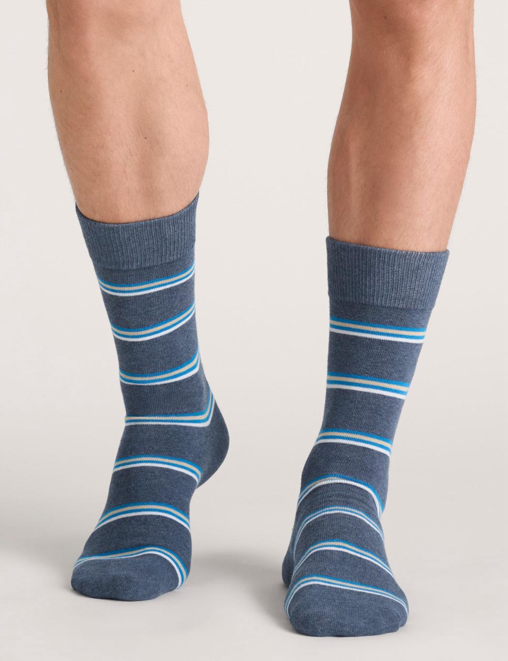 Medium Grey Men Ted Baker 3 Pack Geometric Stripe Crew Socks | NZ  GIYF-03625