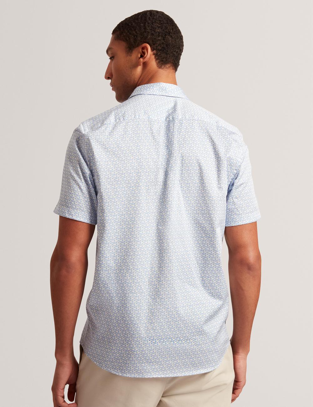 Mid-Blue Men Ted Baker ALPHSO - SS Regular Fit Geo Casual Shirts | NZ  RWPZ-09381