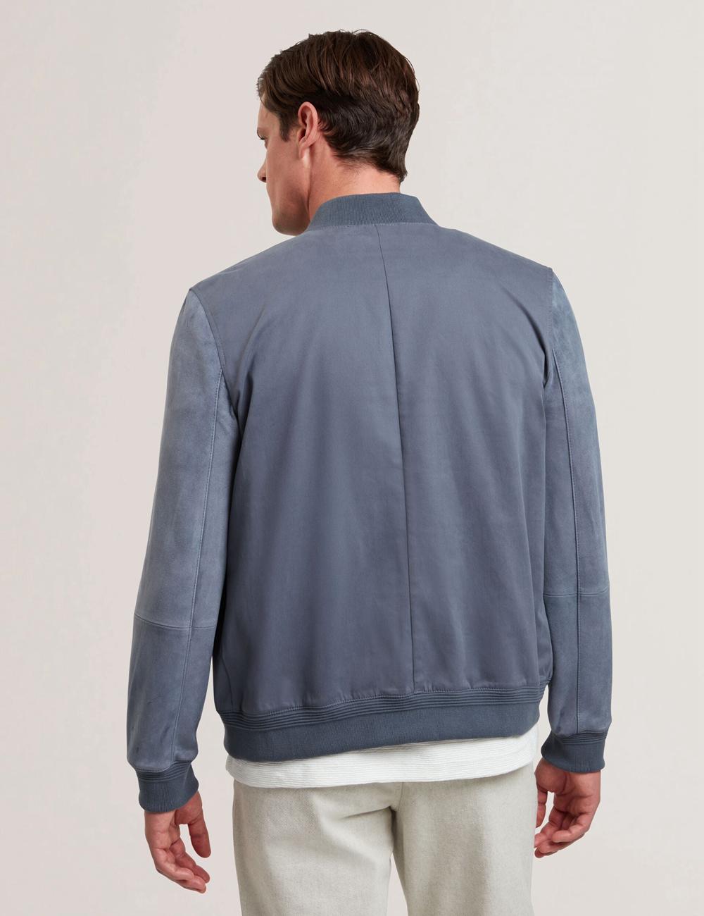 Mid-Blue Men Ted Baker LIAMS - Cotton Twill & Suede Bomber Jackets | NZ  TCBS-68253