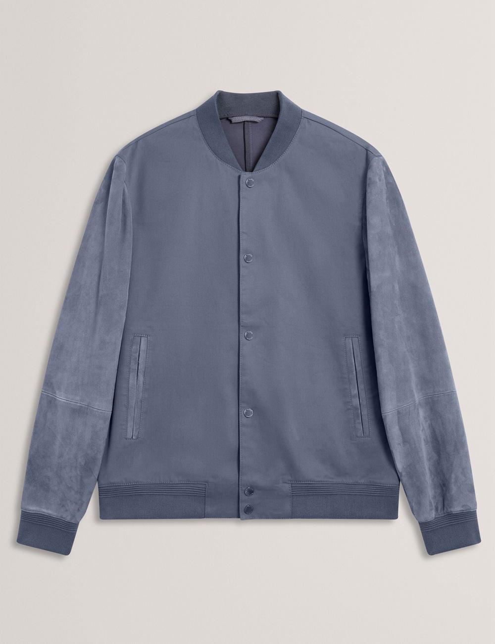 Mid-Blue Men Ted Baker LIAMS - Cotton Twill & Suede Bomber Jackets | NZ  TCBS-68253