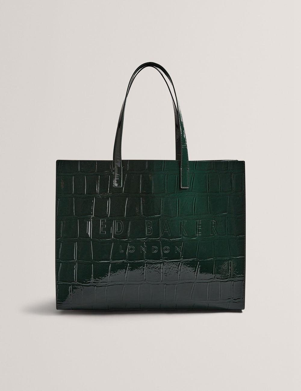 Mid-Green Women Ted Baker ALLICON - Patent Croc Effect Wide Tote Bags | NZ  SWXR-16503