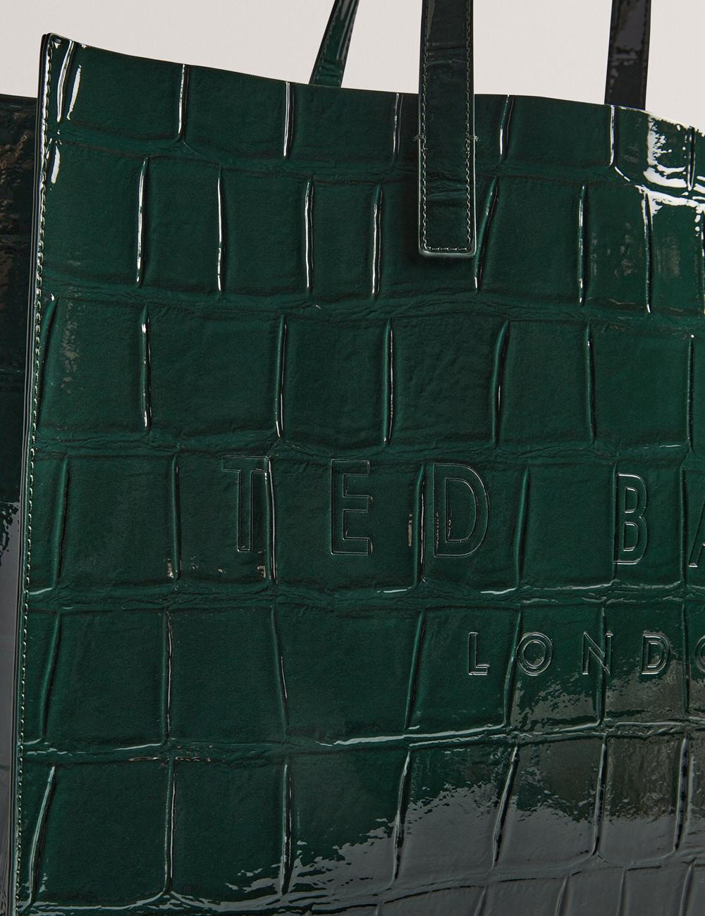 Mid-Green Women Ted Baker ALLICON - Patent Croc Effect Wide Tote Bags | NZ  SWXR-16503