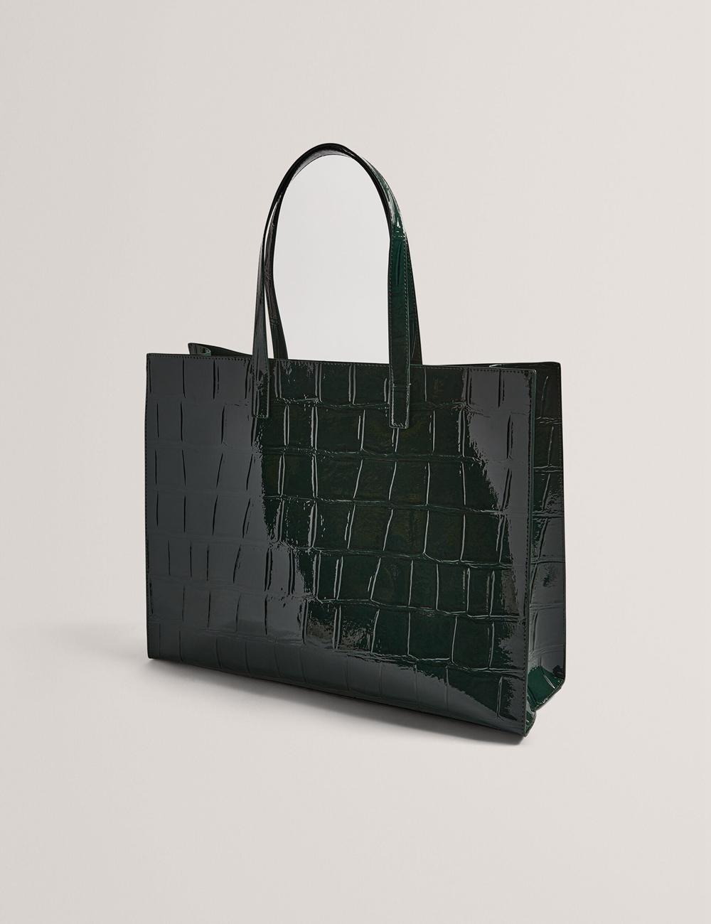 Mid-Green Women Ted Baker ALLICON - Patent Croc Effect Wide Tote Bags | NZ  SWXR-16503