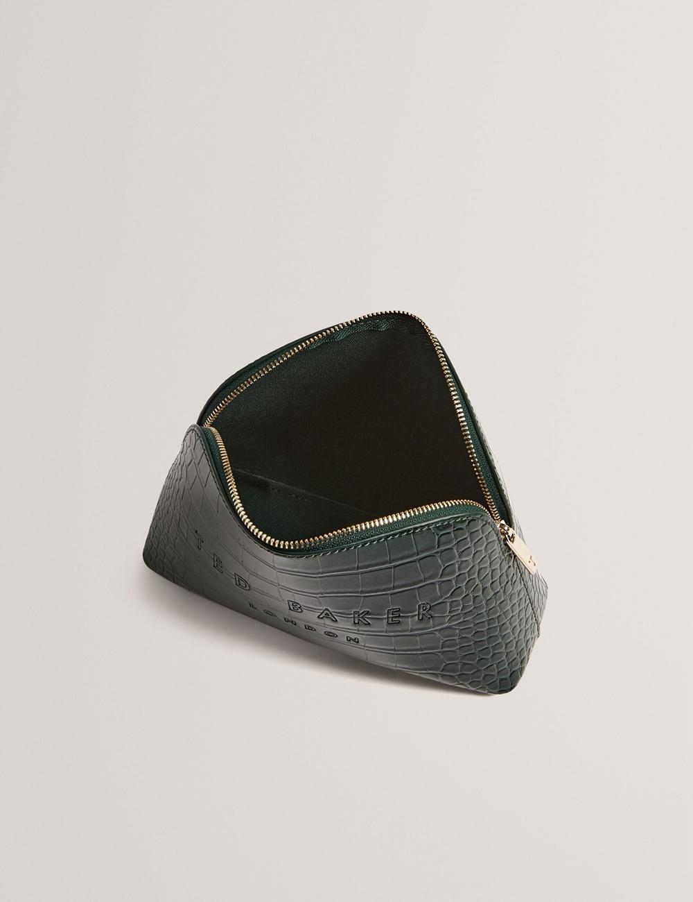 Mid-Green Women Ted Baker CROCALA - Croc Effect Faux Leather Make-Up Bags | NZ  MGXL-30527