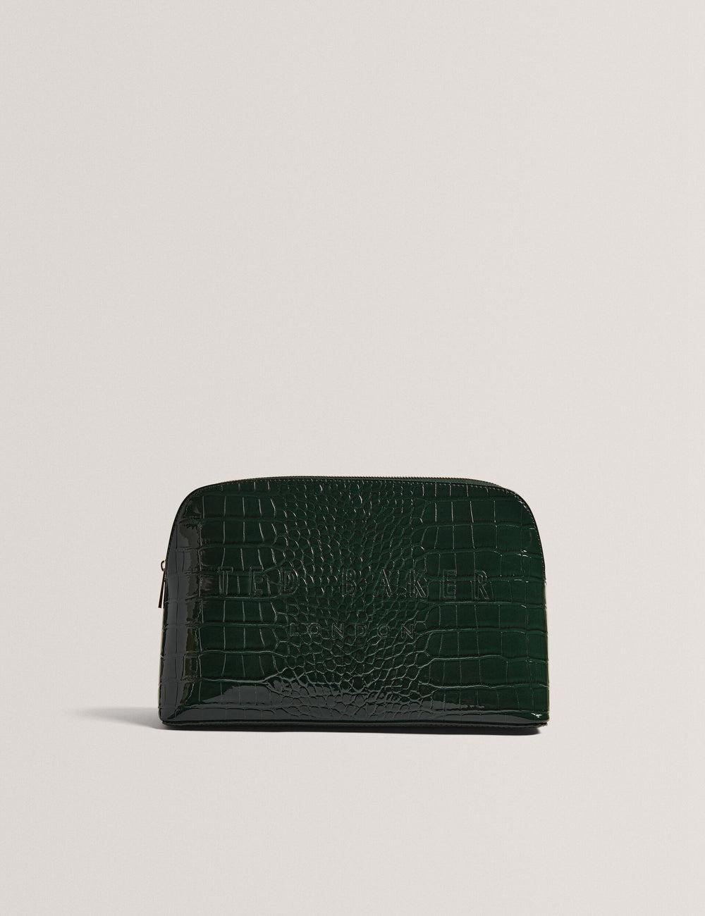 Mid-Green Women Ted Baker CROCANA - Croc Texture Faux Leather Wash Bags | NZ  VKJH-84256