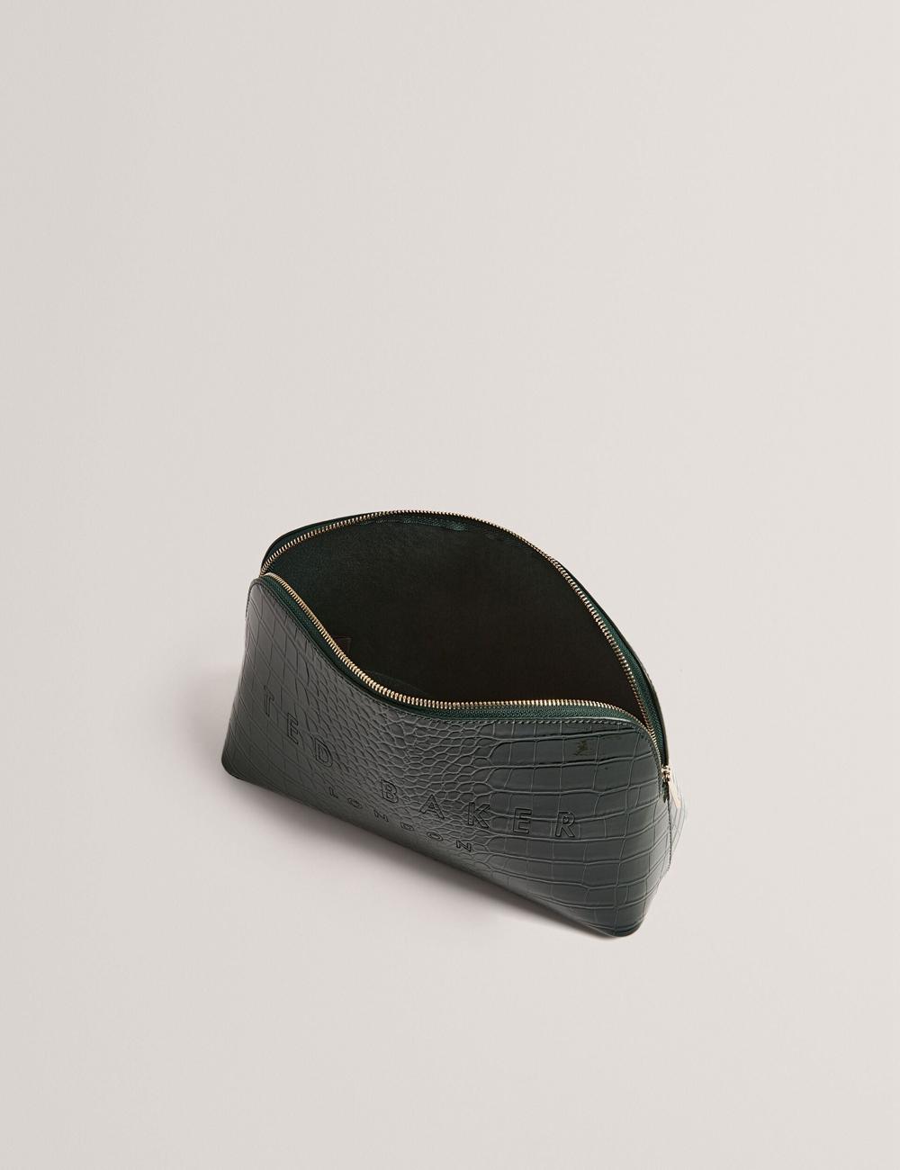 Mid-Green Women Ted Baker CROCANA - Croc Texture Faux Leather Wash Bags | NZ  VKJH-84256