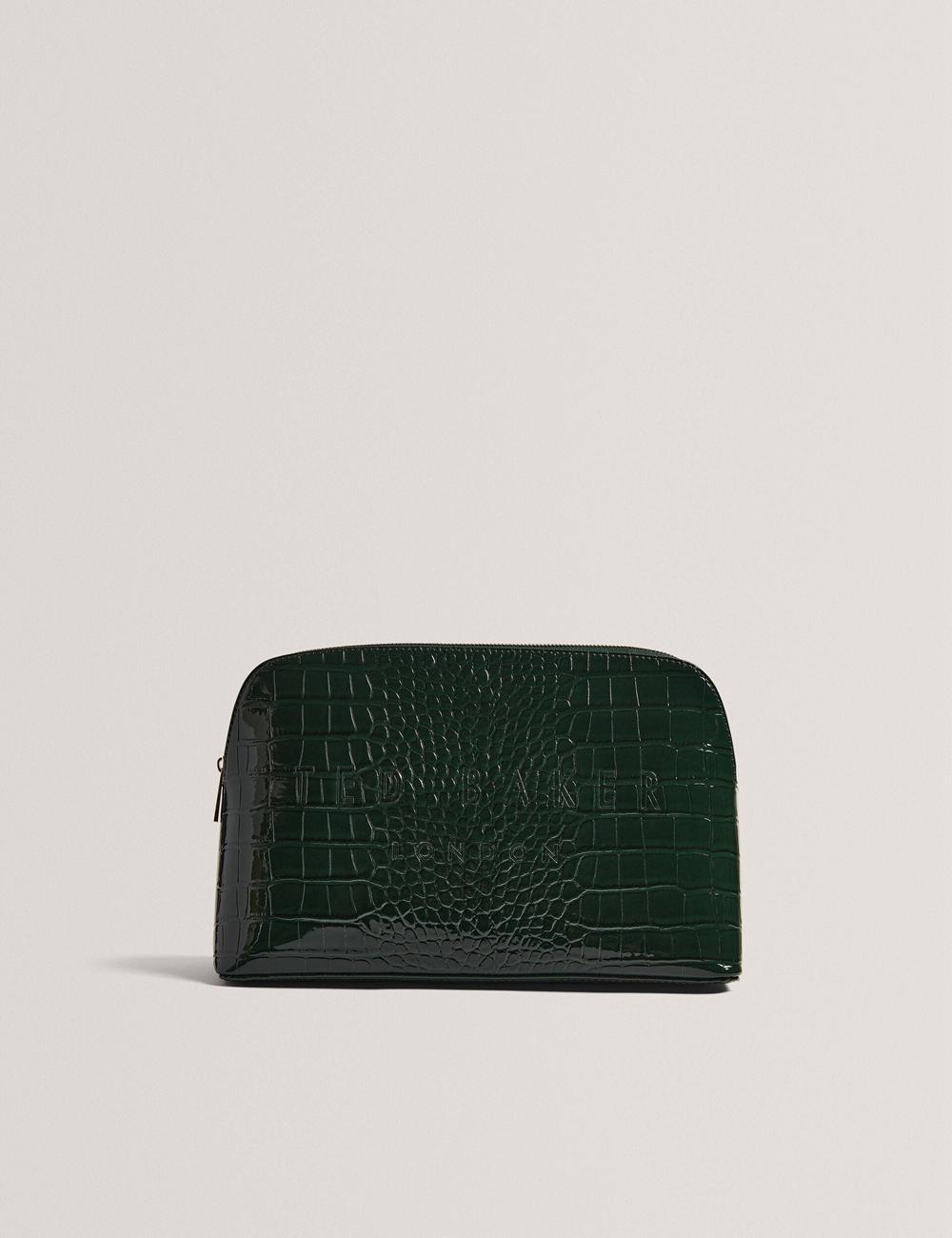 Mid-Green Women Ted Baker CROCANA - Croc Texture Faux Leather Wash Bags | NZ  VKJH-84256