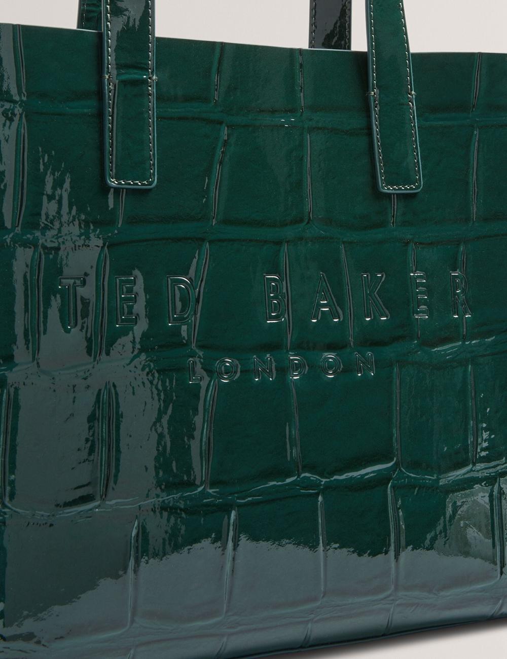 Mid-Green Women Ted Baker REPTCON - Croc Effect Small Tote Bags | NZ  ZTPK-34965