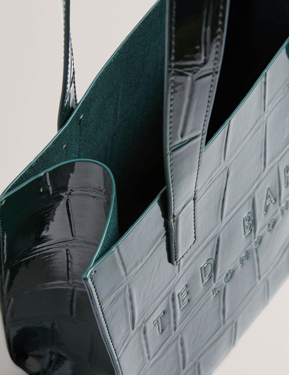 Mid-Green Women Ted Baker REPTCON - Croc Effect Small Tote Bags | NZ  ZTPK-34965