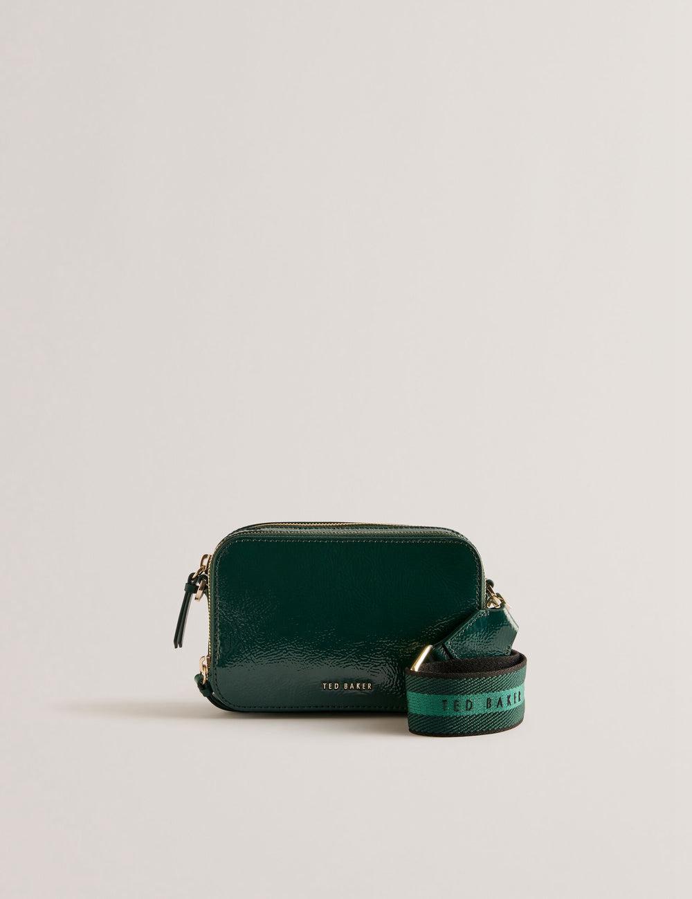 Mid-Green Women Ted Baker STUNWA - Patent Leather Webbing Camera Camera Bag | NZ  VMXZ-85127