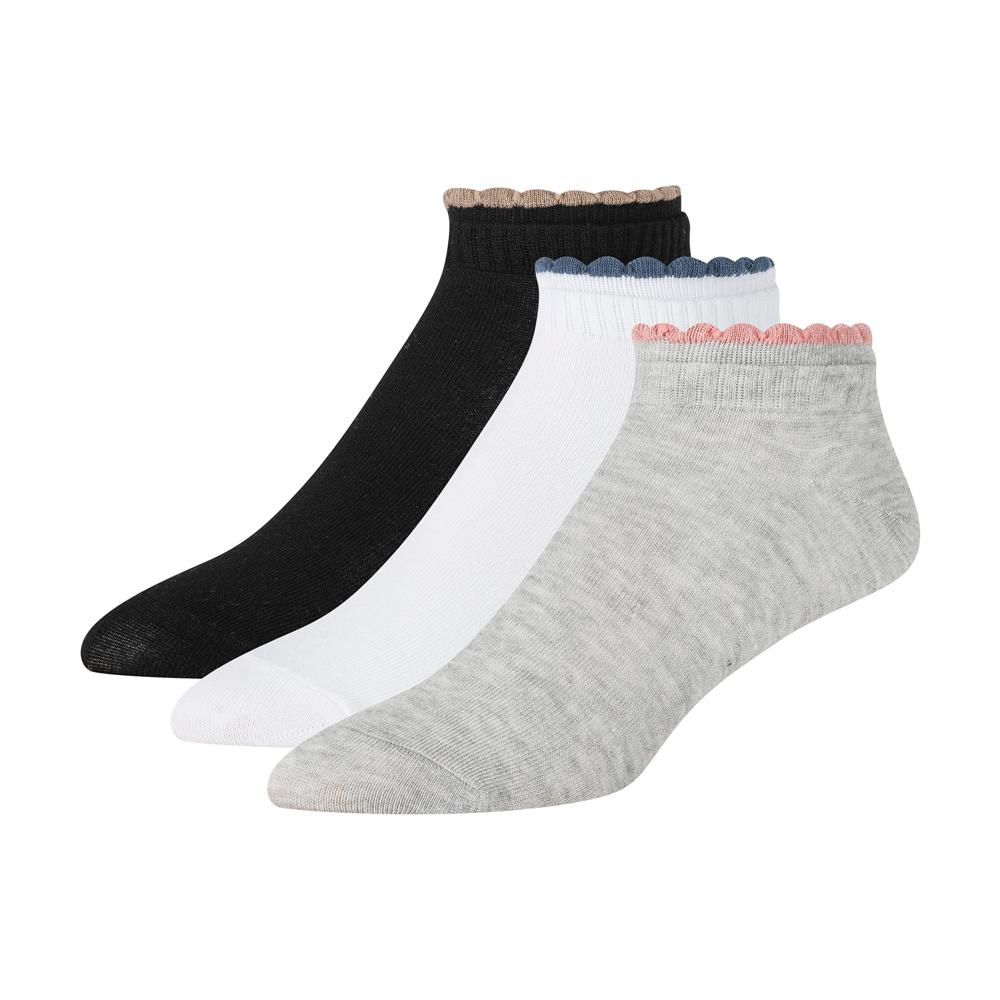Mid-Grey Women Ted Baker 3 Pack Scalloped Low Cut Ankle Socks | NZ  UBDC-18469