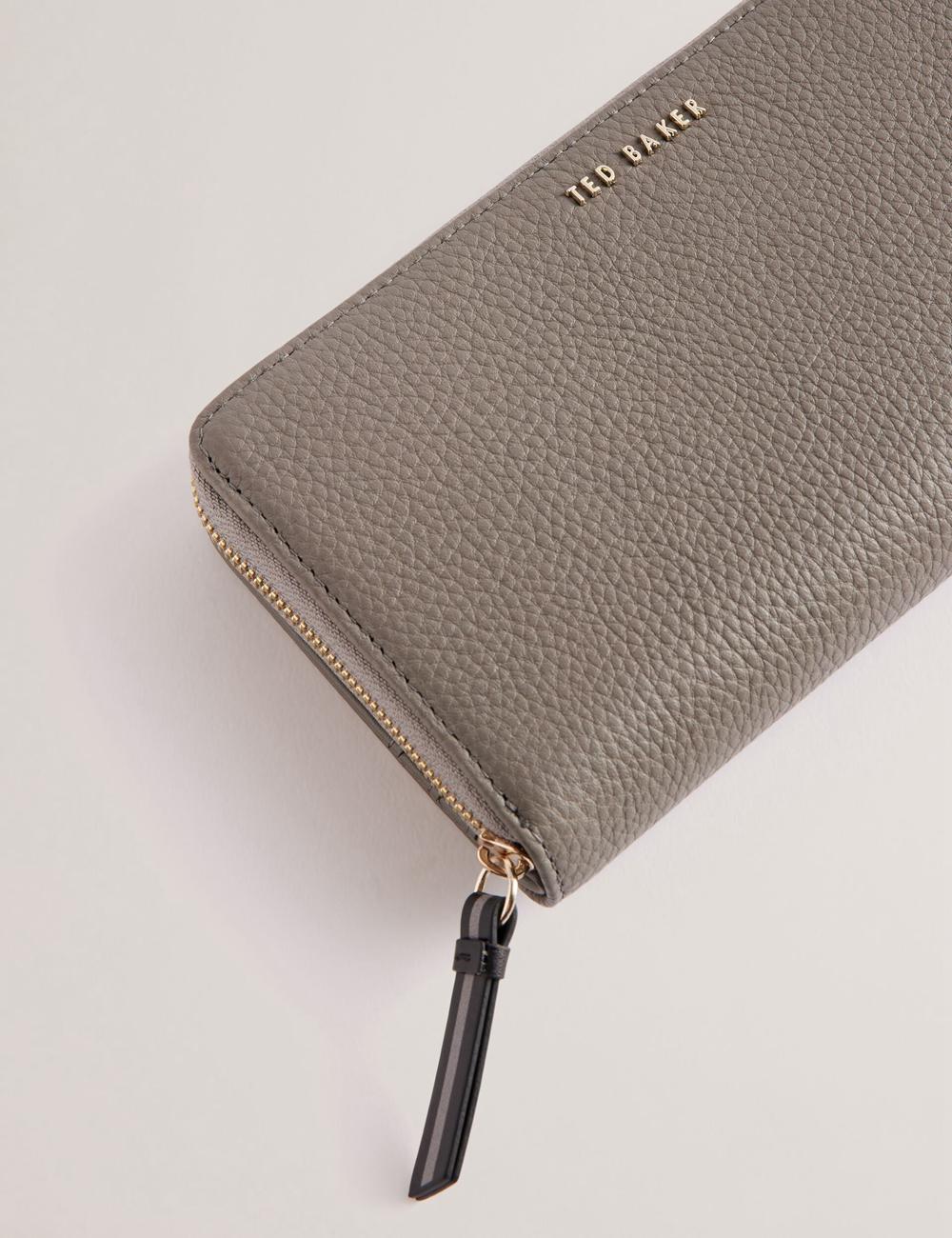 Mid-Grey Women Ted Baker DALIEA - Large Textured Leather Zip Around Purses | NZ  WLTC-94065