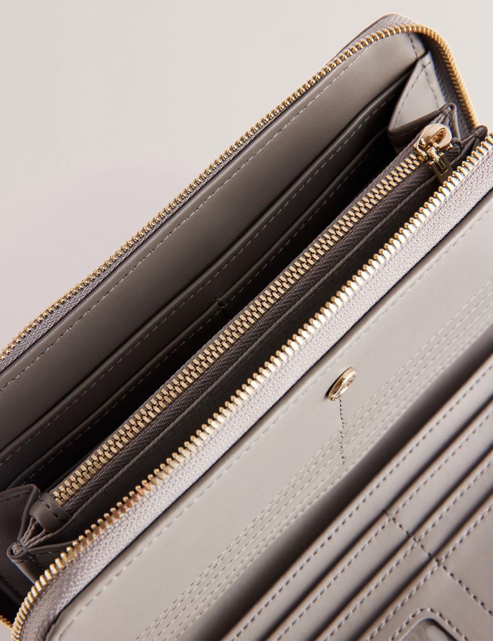 Mid-Grey Women Ted Baker DALIEA - Large Textured Leather Zip Around Purses | NZ  WLTC-94065