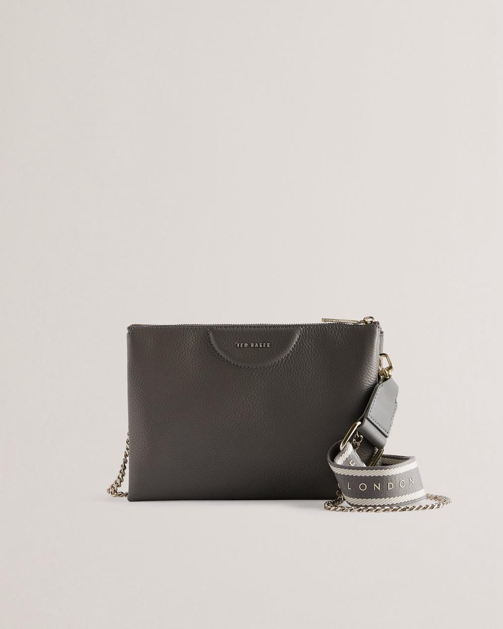Mid-Grey Women Ted Baker ESILLE - Branded Webbing Crossbody Leather Crossbody Bags | NZ  GLUC-72498