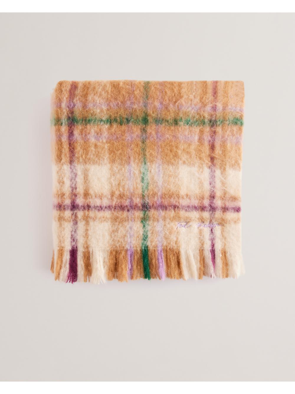 Multicol Women Ted Baker CHELLIS - Checked Fringed Edge Woven Scarves | NZ  QCWH-39861