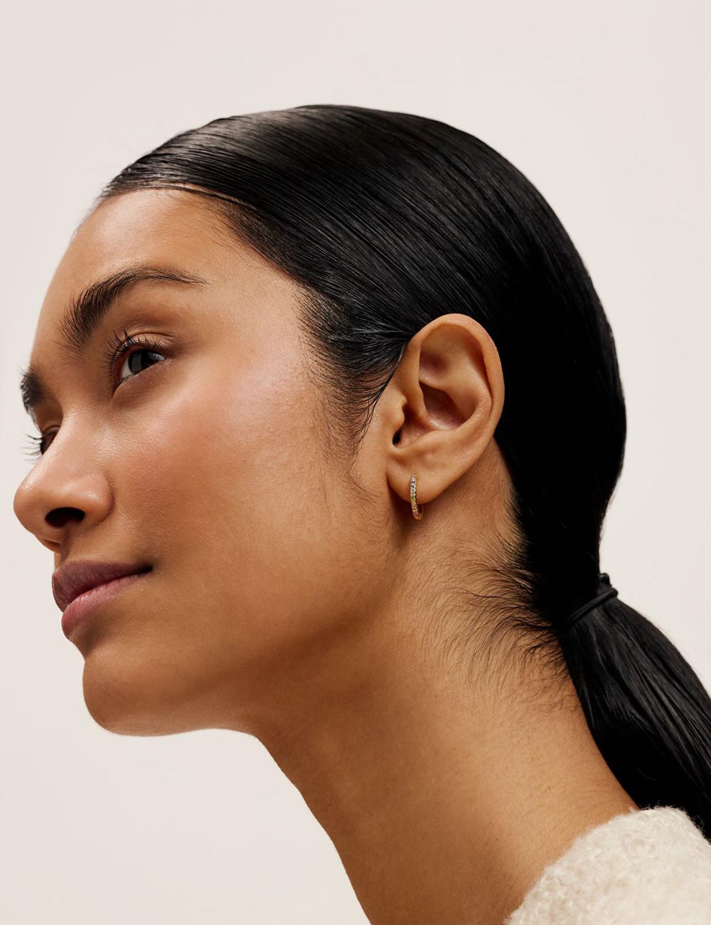 Multicol Women Ted Baker HEPLIE - Crystal Huggie Hoop Earrings | NZ  UBAY-56103