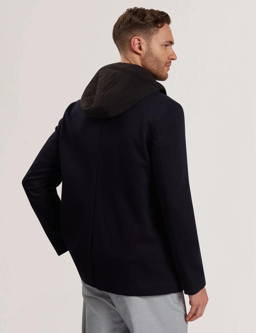 Navy Men Ted Baker ASHB - Jersey Blazer With Zip-Up Hooded Liner Blazers | NZ  EJOK-25634