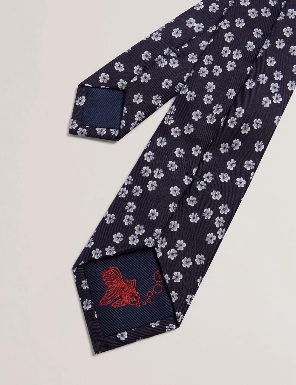 Navy Men Ted Baker BENTLYY - Ditsy Floral Print Silk Ties | NZ  HSXG-40613