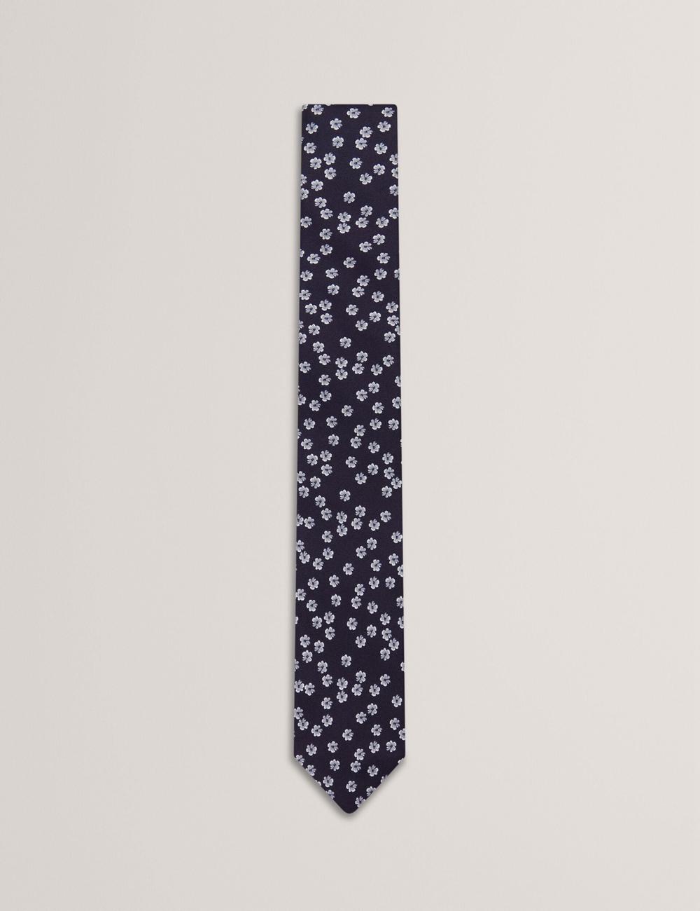 Navy Men Ted Baker BENTLYY - Ditsy Floral Print Silk Ties | NZ  HSXG-40613