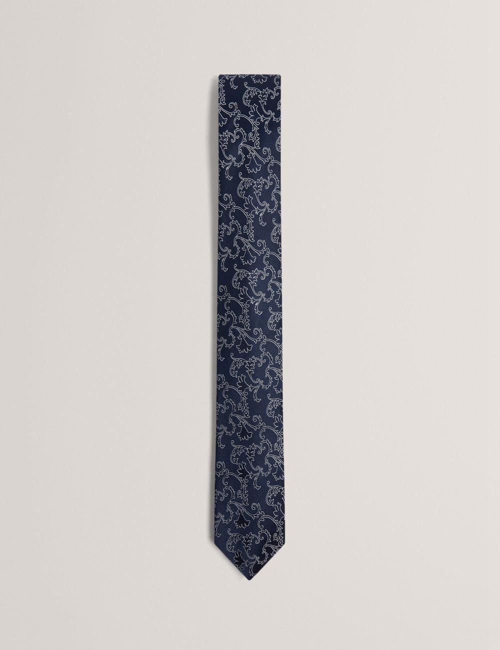 Navy Men Ted Baker BIONDIS - Baroque Floral Print Silk Ties | NZ  ILEY-92168