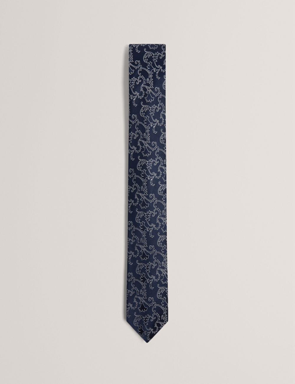 Navy Men Ted Baker BIONDIS - Baroque Floral Print Silk Ties | NZ  ILEY-92168