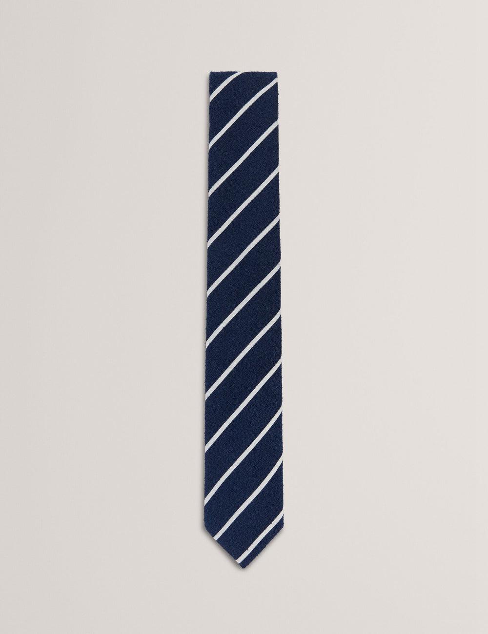 Navy Men Ted Baker CAMPSEA - Boucle Texture Solid Stripe Ties | NZ  HZMR-45302