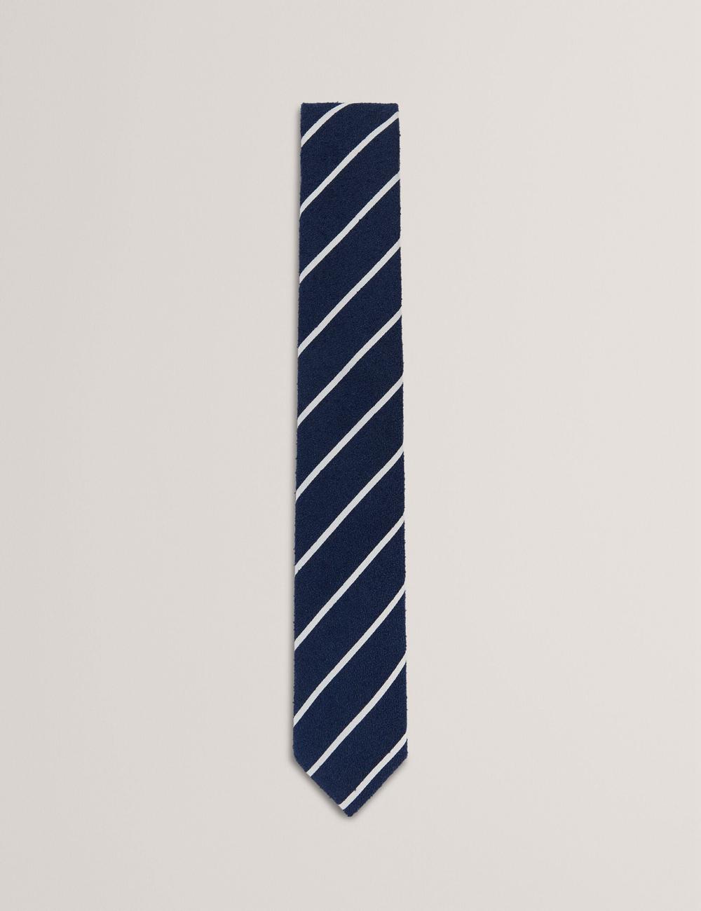 Navy Men Ted Baker CAMPSEA - Boucle Texture Solid Stripe Ties | NZ  HZMR-45302