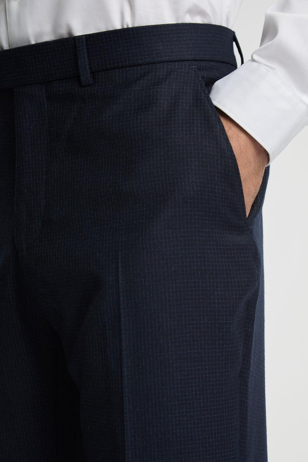 Navy Men Ted Baker CANISTS - Grid Check Regular Fit Suit Trousers | NZ  COST-76925