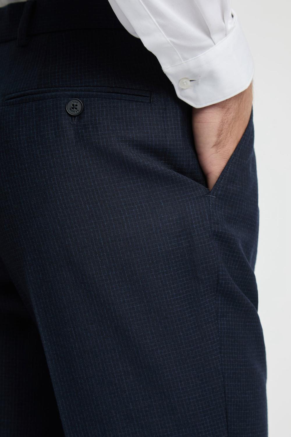 Navy Men Ted Baker CANISTS - Grid Check Regular Fit Suit Trousers | NZ  COST-76925