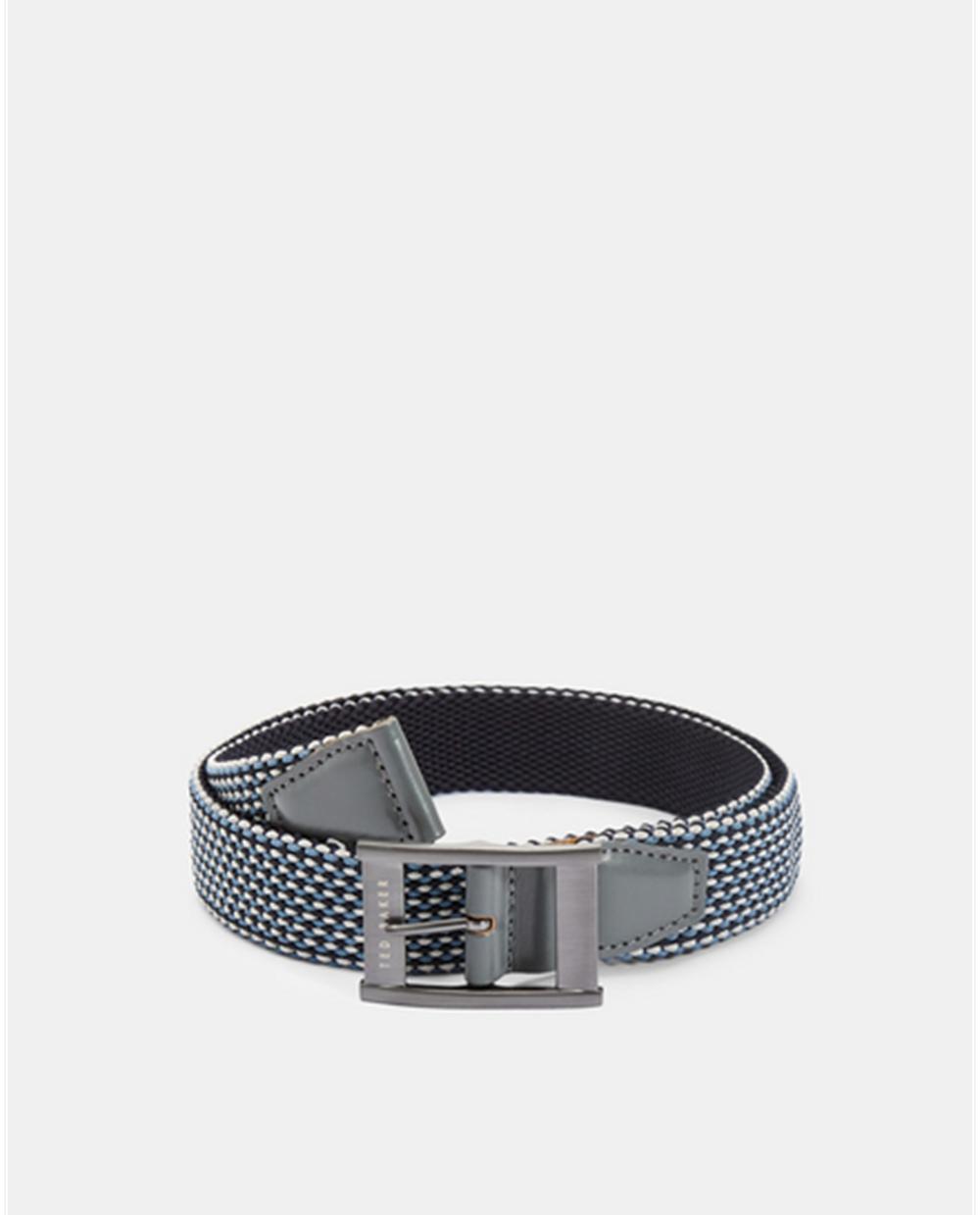 Navy Men Ted Baker COLUMM - Reversible Woven Stretch Elasticated Belts | NZ  CIKE-72403
