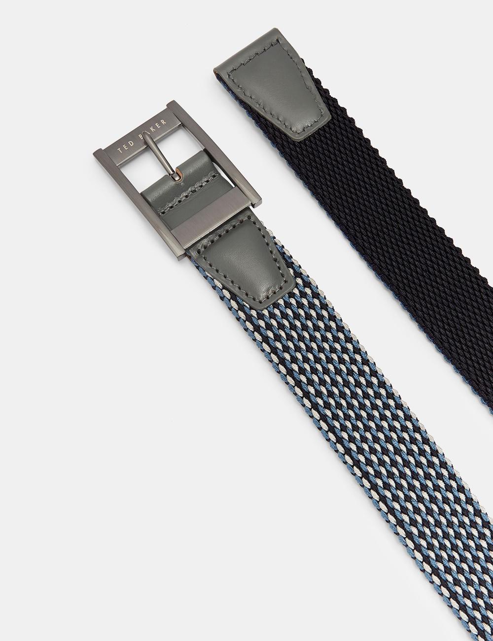 Navy Men Ted Baker COLUMM - Reversible Woven Stretch Elasticated Belts | NZ  CIKE-72403