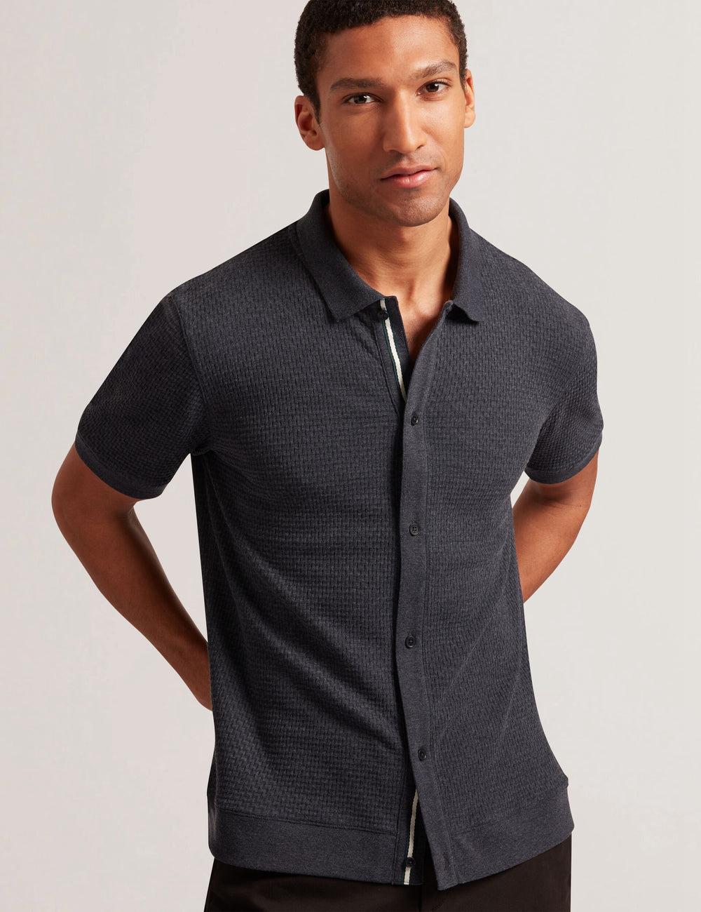 Navy Men Ted Baker CONNYR - Short Sleeve Button Through Polos Shirts | NZ  VLKH-45320