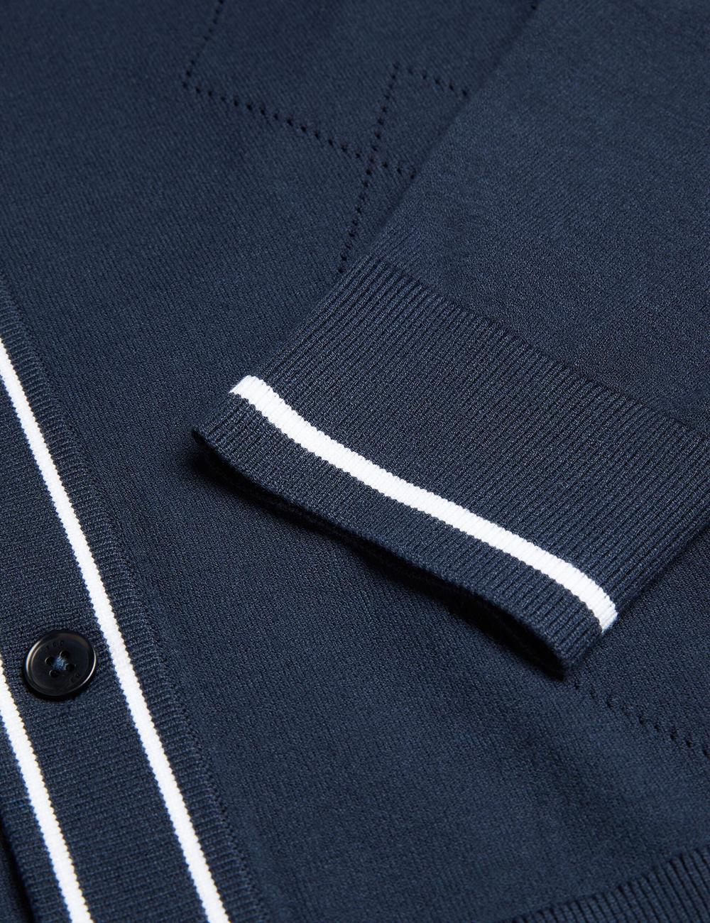 Navy Men Ted Baker ELMDON LS Diamond Button Through Casual Shirts | NZ  ZFGX-85934