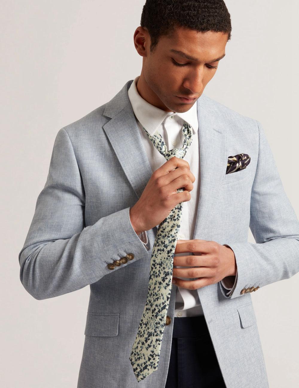 Navy Men Ted Baker ELMSTED - Blurred Floral Print Silk Ties | NZ  VRLA-81792