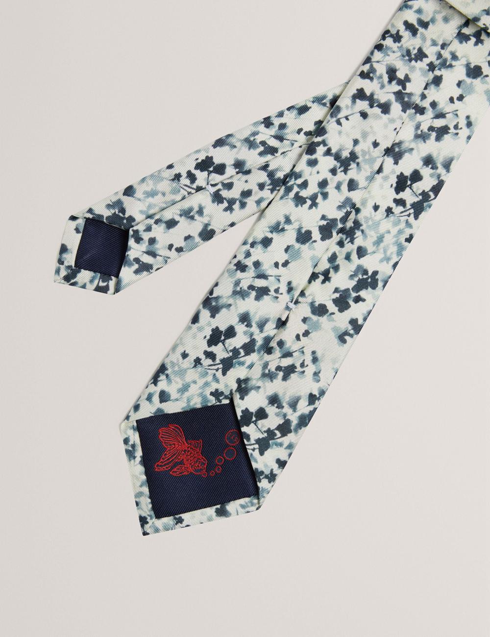 Navy Men Ted Baker ELMSTED - Blurred Floral Print Silk Ties | NZ  VRLA-81792