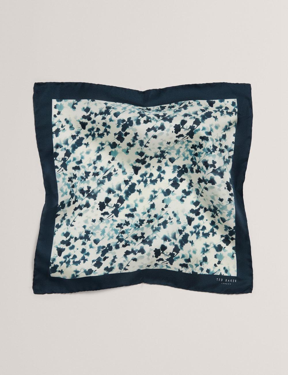 Navy Men Ted Baker ELMSTEP - Blurred Floral Print Silk Pocket Pocket Squares | NZ  FGKZ-06481