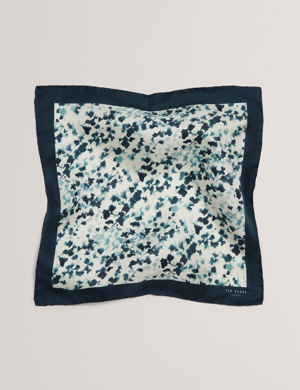 Navy Men Ted Baker ELMSTEP - Blurred Floral Print Silk Pocket Pocket Squares | NZ  FGKZ-06481