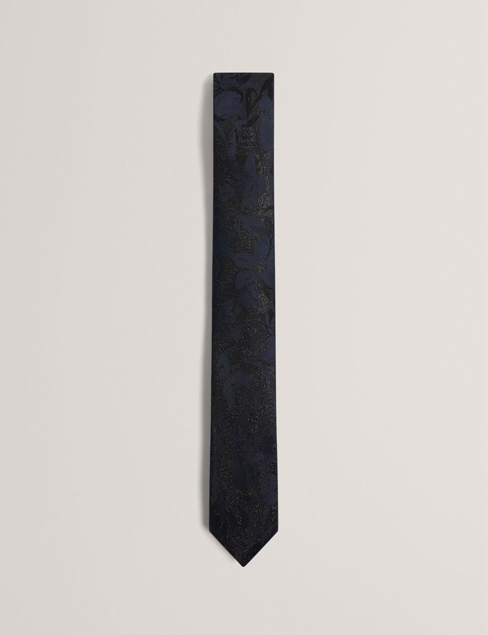 Navy Men Ted Baker Floral Print Silk Ties | NZ  IEGU-31952