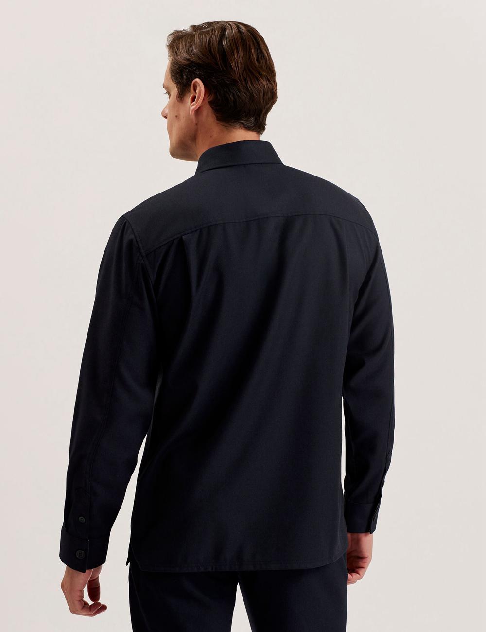 Navy Men Ted Baker GAIUS - Wool Blend With Pocket Detail Casual Shirts | NZ  PGCR-68130